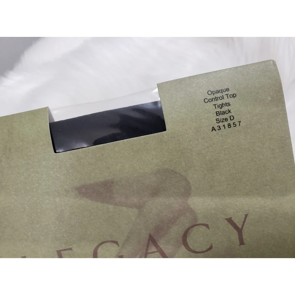 QVC Legacy Legwear Size D Opaque‎ Control Top Tights Black A31857 New